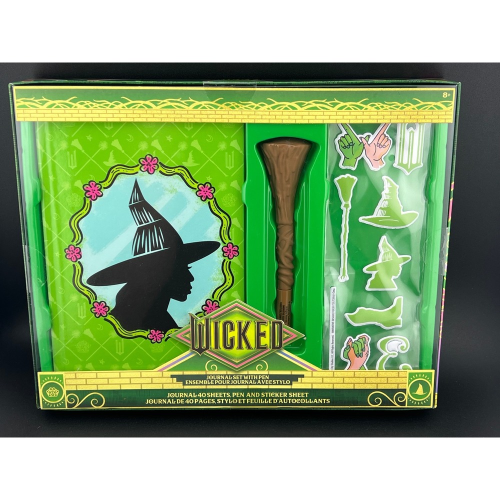 Wicked Journal Set with Broomstick Pen and Puffy‎ Stickers Green 40 Sheet
